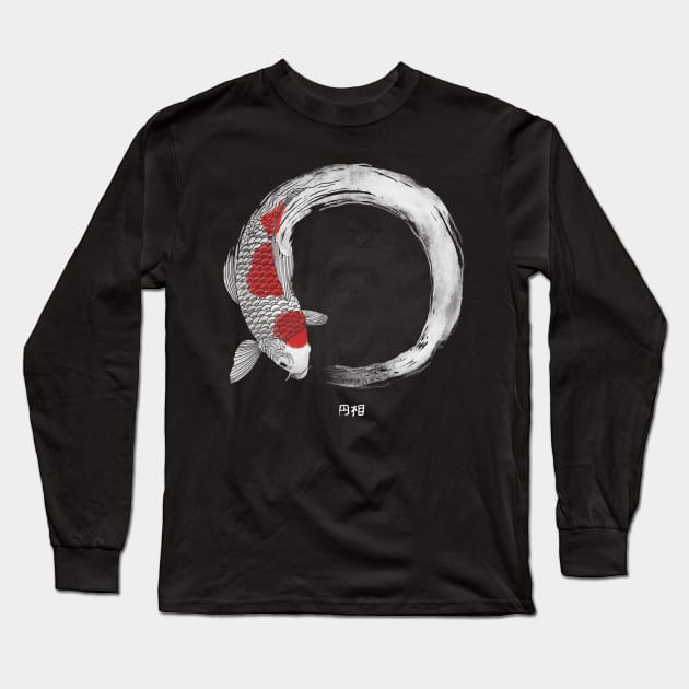 Koi Fish White Enso Long Sleeve T-Shirt by ppmid